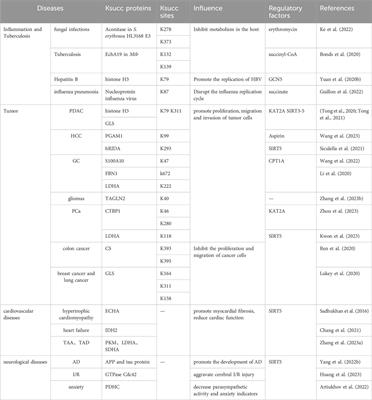 Dysregulation of protein succinylation and disease development